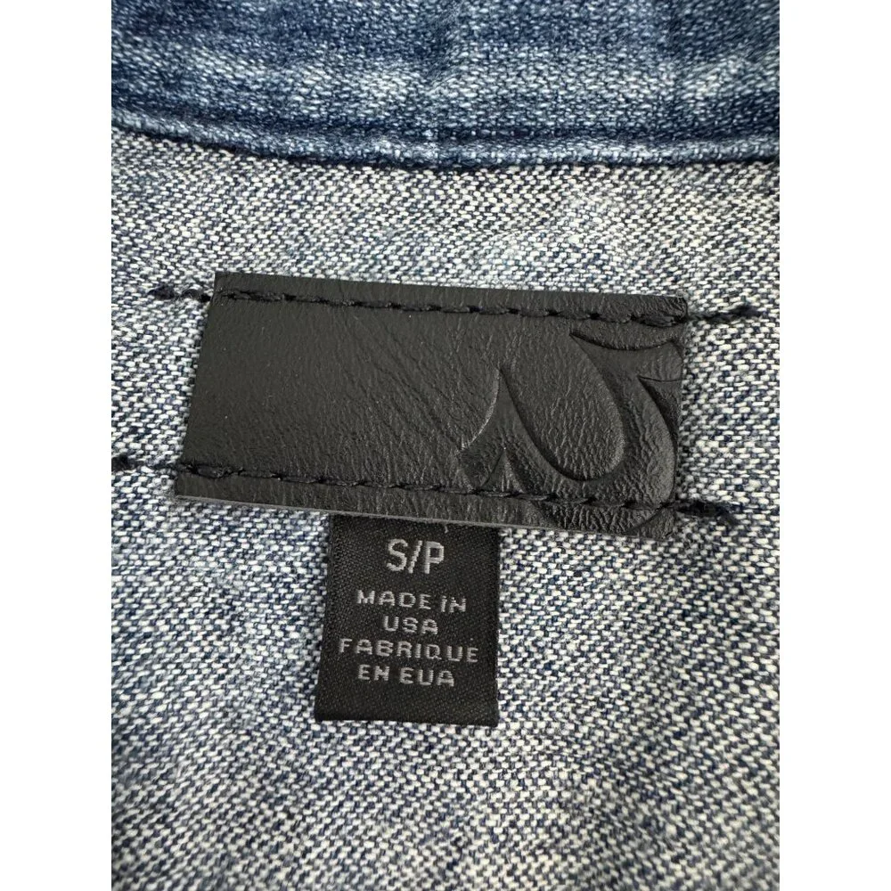 NWOT True Religion Womens S/P Denim Jacket Made-USA Button-Up Faded Blue Casual - Picture 6 of 12